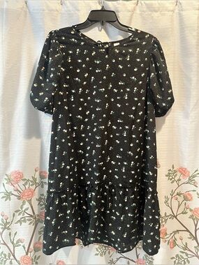 H&M Black Floral Puff Sleeve Dress - XL